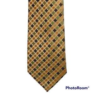 Vincent Di Mani Men's Tie 100% Silk  Gold Green Brown Neckwear 3 3/4" x 60"